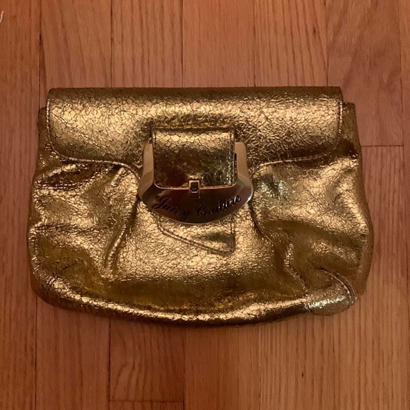 Juicy Couture Handbags - Juicy Couture Pam & Gela Gold Shimmery Magnetic Closure Clutch Purse Never Used